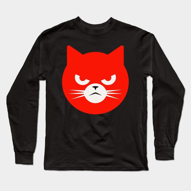 Surly Cat Red Long Sleeve T-Shirt by SimonWoodbine